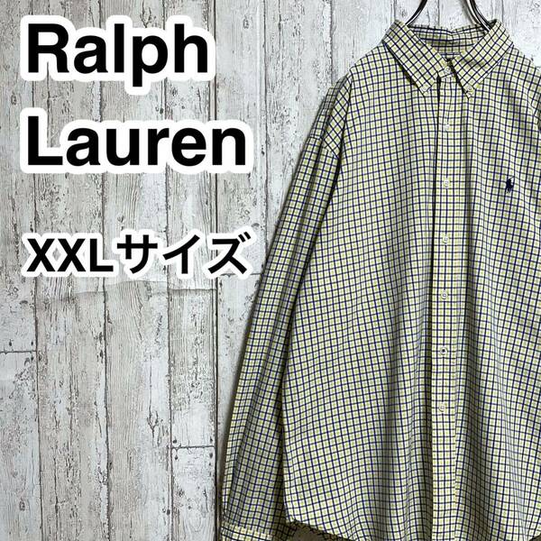【人気ブランド】Ralph Lauren ラルフローレン 長袖 BDシャツ ボタンダウンシャツ ビッグサイズ XXLサイズ チェック 刺繍ポニー 23-31