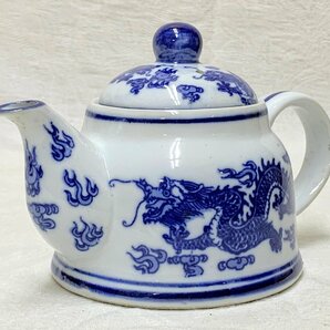 11455/中国磁器 ポット 急須 雲龍紋 中国刺繍敷物付(アイリン) 茶器 煎茶器の画像6