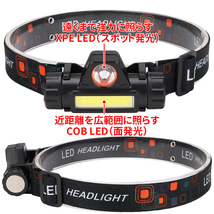 【G21ｋ-10個】LED ヘッドライト ヘッドランプ 小型 強力 充電式 明るい USB キャンプ 作業 災害 自転車 ジョギング 釣り_画像4