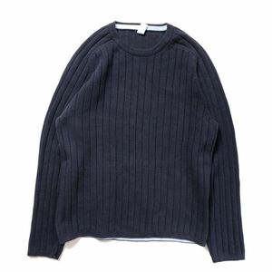 00's ギャップ GAP ソリッドカラー リブ編み コットン ニットセーター 紺 (L) ネイビー 無地 クルーネック 00年代 旧タグ オールド 2004年