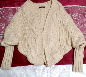 亜麻色ピンクセーター風逆ハート型カーディガン/アウター Flax color pink sweater style reversing heart type cardigan/outer