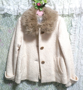 フローラルホワイトのフワフワあったかコート/外套 Floral white fluffy coat,コート&コート一般&Mサイズ