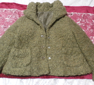 深緑グリーンのあったかふわふわショートファーコート/外套 Dark green fluffy short fur coat