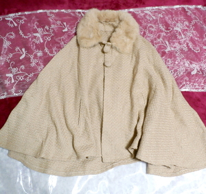 Flax collar rabbit fur poncho cape, ladies fashion & jacket, jacket & poncho