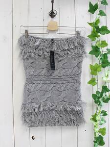  new goods *b*r*u*s*h brush brush* fringe cable knitted bare top (36) gray / regular price 5,900 jpy *