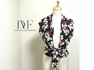 Diane von Furstenberg 花柄 シャツ シフォン レディース DVF トップス リボン ブラック 個性的 ダイアンフォンファステンバーグ 黒 ①