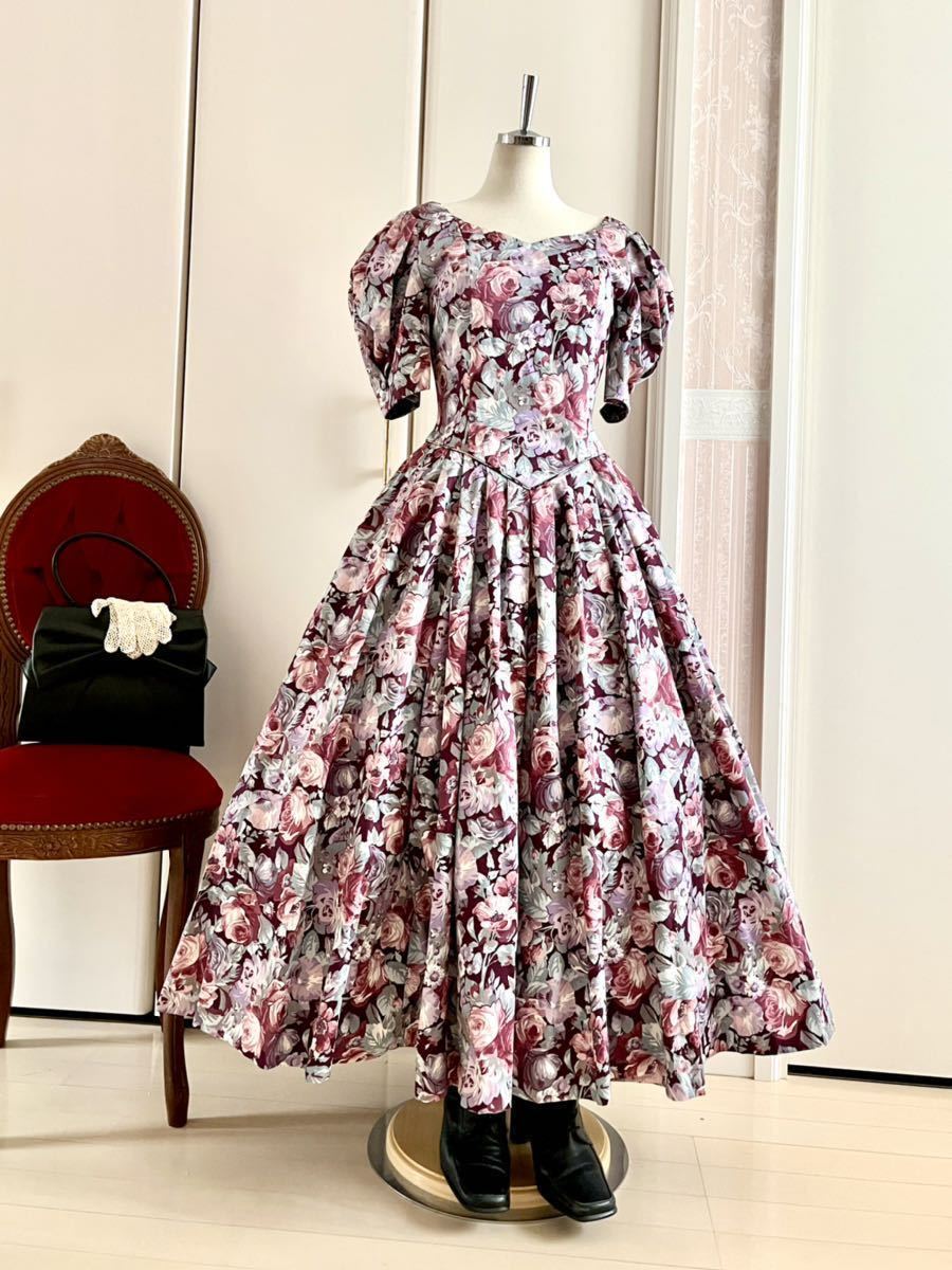 美品☆ローラアシュレイ ワンピース エレガンス 大きいサイズ44 シルク