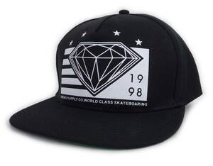 Diamond supply Co. ダイアモンド サプライ 1998 ロゴ スナップバックキャップ（ブラック/ホワイトロゴ）【並行輸入品】