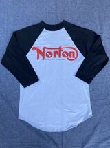 Norton ノートン　ラグランスリーブ 7分袖 ビンテージ Tシャツ METRO AUGUSTA 90s 90年代 古着モーターサイクル　ヴィンテージ_画像1