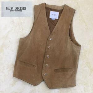 RED SKINS pour homme red s gold leather the best pig leather men's size M Brown tea color Mino shop 
