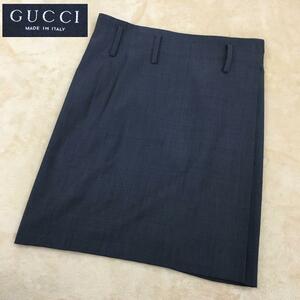 GUCCI Gucci to coil skirt wool silk Blend lady's size 40 gray Italy made 