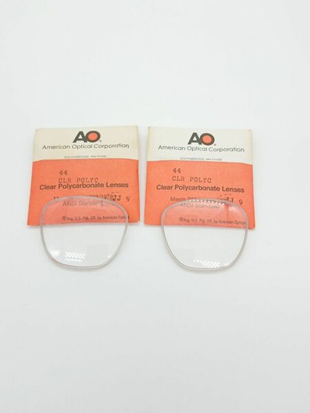 デッドストック 未使用 American Optical アメリカンオプティカル セーフティ メガネ レンズ 2枚組 44