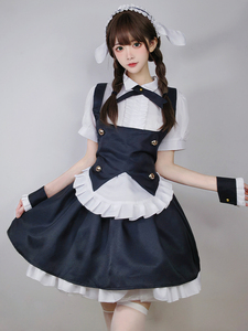 メイド服 豪華セット コスプレ うさ耳 兎 メイドカフェ 衣装 仮装 ゴスロリ かわいい 可愛い コスプレ衣装 ワンピース 半袖 うさぎ 定番