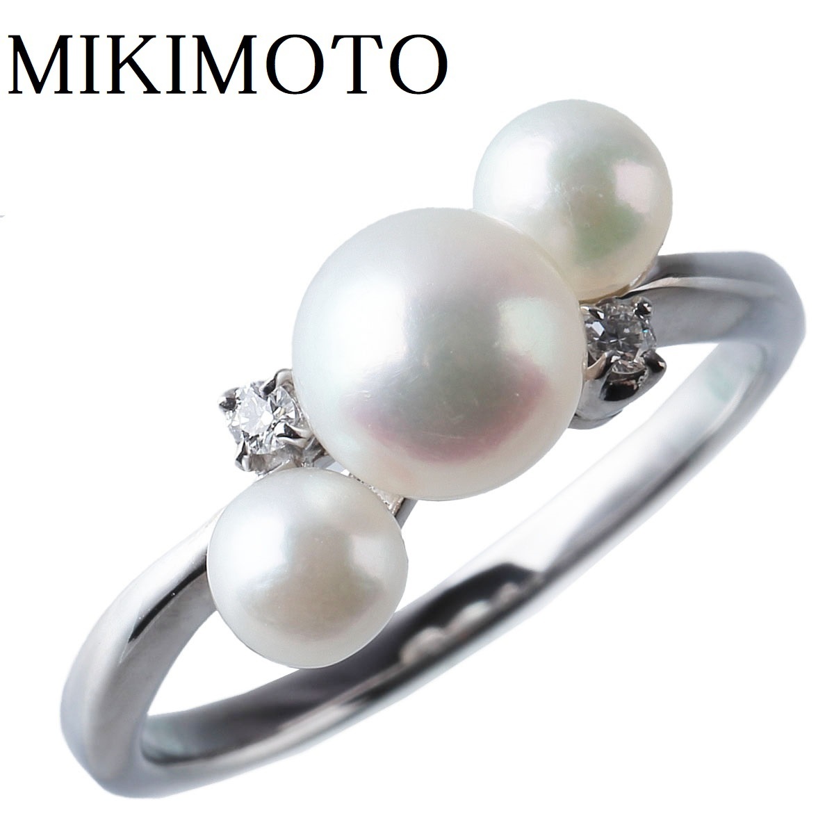 在庫あり】 美品 美品 指輪 ミキモト ダイヤ パール約3.8-6.6mm珠