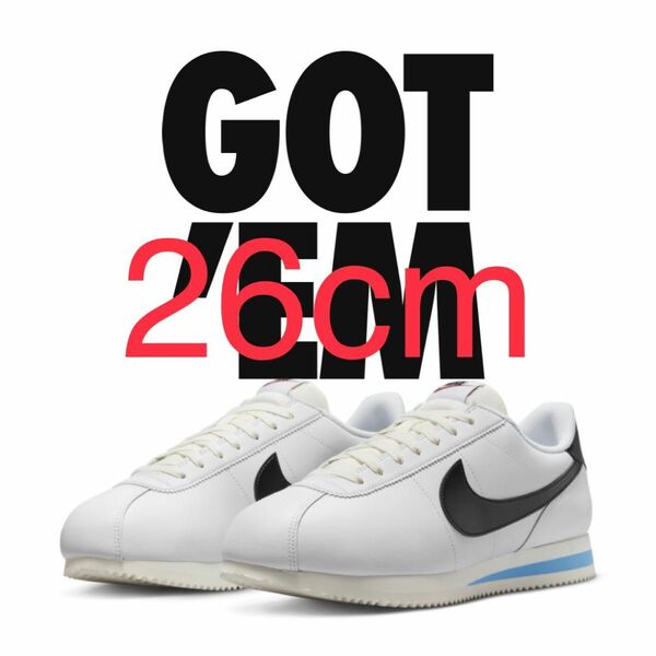 新品 レザー NIKE CORTEZ White and Black 26cm