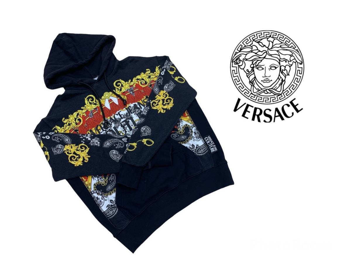 10a10 VERSACE ヴェルサーチ フロントロゴ刺繍 パーカー 38 トップス