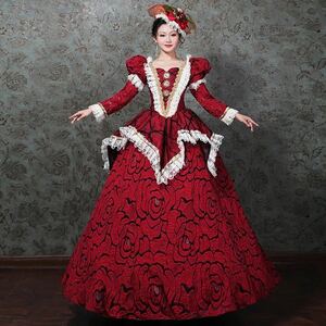 お買い得 薔薇模様 パニエ アクセサリー小物付属 ヘッドドレス付属 カラードレス 貴族 貴婦人 ロングドレス サイズオーダー パーティー