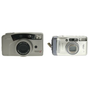 【完動品 2台まとめ】Canon Autoboy N130II 38-130mm + J PANORAMA 38-85mm F3.8-8 ブルー シルバー コンパクトフィルムカメラ 人気 C3253