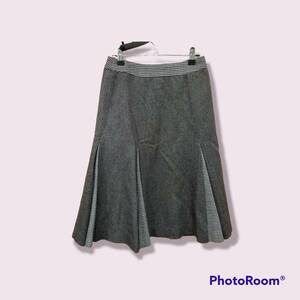 YF143[2003]Rouge vif lady's skirt Brown thousand bird pattern plain wool 62% rayon 21% Anne gola5% cashmere 5%[240203000015]