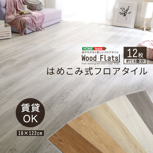 はめこみ式フロアタイル　12枚セット Wood Flats-ウッドフラッツ- シャビーオーク