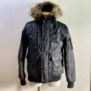 DIESEL ディーゼル Military Jacket 中綿入 ミリタリージャケット S ブラック 黒 フルジップ ファー付きフード N-2B フライトジャケット