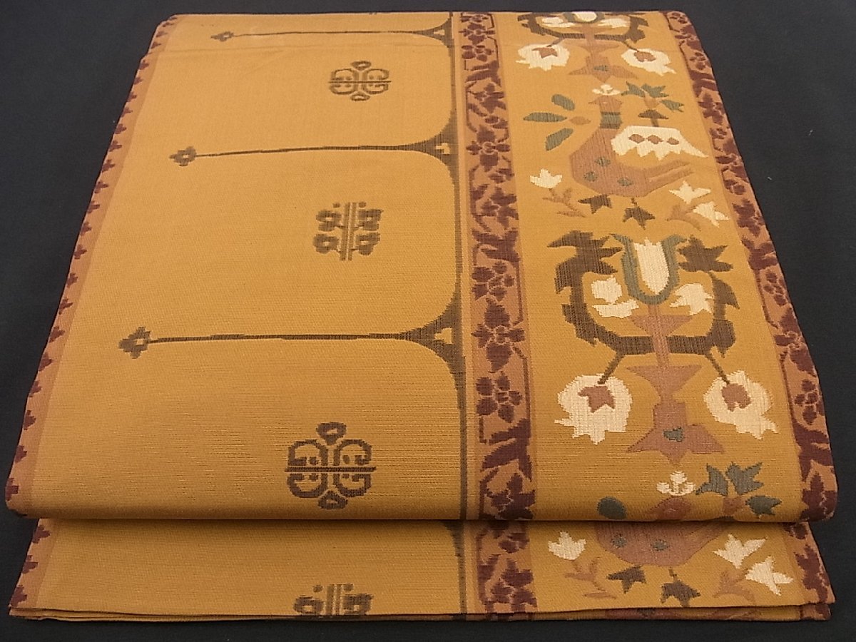 新品未仕立品【正絹・仕立上り価格】コプト美術調手織八寸なごや帯