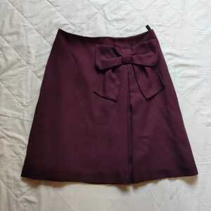 Couture brooch クチュールブローチ　リボン付き タイトスカート フレアスカート　スカート　日本製　ワインレッド