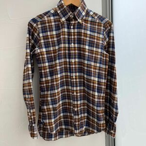 【美品】GUY ROVER ギローバー ネルシャツ Made in Italy 茶系