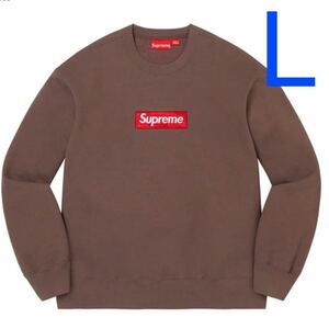 新品 国内正規品 22AW L Supreme Box Logo Crewneck 茶 brown スエット クルーネック Hooded Sweatshirt north face ボックスロゴ 23aw