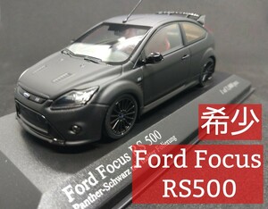 フォード フォーカス FORD FOCUS RS500 2010 マットブラック 赤シート ミニチャンプス MINICHAMPS 1/43（希少 レア コレクション） 