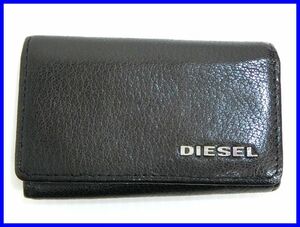 2302★F-474★DIESEL ディーゼル 6連キーケース キーリング レザー ブラック×ネイビー　中古