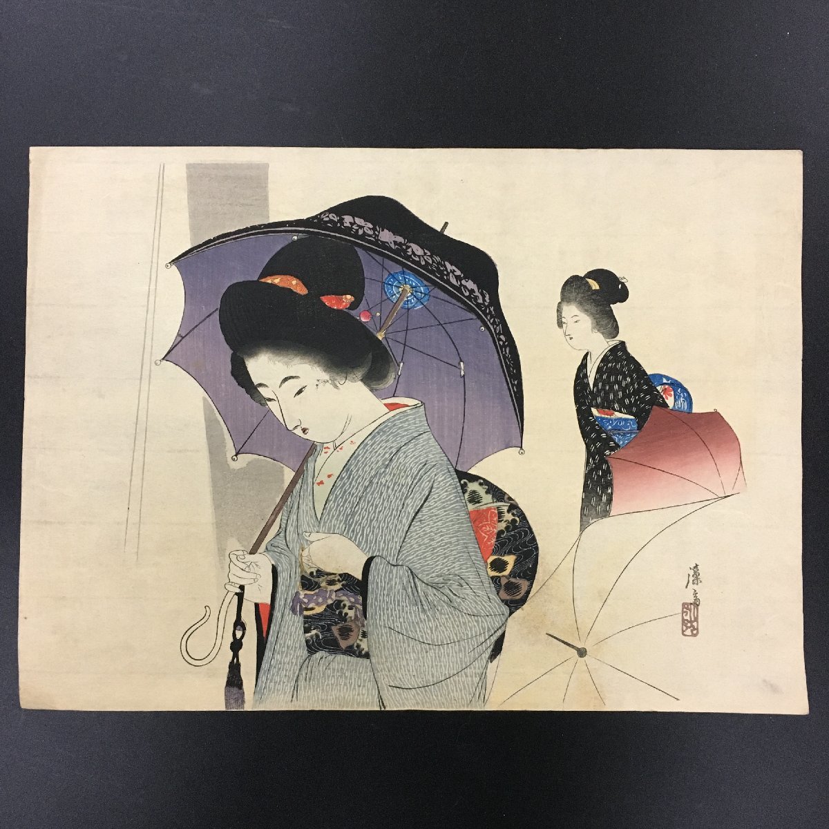 Tomioka Eisen Gravures sur bois Parapluies Ukiyo-e Nishiki-e Œuvres d'époque Portraits de belles femmes, Peinture, Ukiyo-e, Impressions, Portrait d'une belle femme