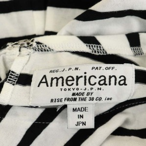 アメリカーナ AMERICANA 半袖 ボーダー Tシャツ カットソー バックタック プルオーバー 白 黒 ホワイト ブラック /CM ■OS レディースの画像3