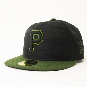 ニューエラ NEW ERA 美品 59FIFTY MLB P ピッツバーグ・パイレーツ キャップ ブラックカモ カーキ 7 1/8 56.8cm 帽子 メンズ