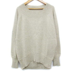  Kei Be efKBF Urban Research knitted sweater long sleeve round neck total pattern F beige /FF41 lady's 