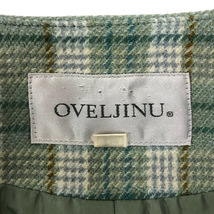 OVELJINU ノーカラージャケット ブレザー ウール チェック 長袖 11AR 緑 ミントグリーン ※MZ レディース_画像3