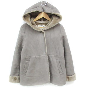 e-ji-bai Aqua Girl fake mouton coat short stand-up collar with a hood . reverse side fur roll up M gray ju lady's 