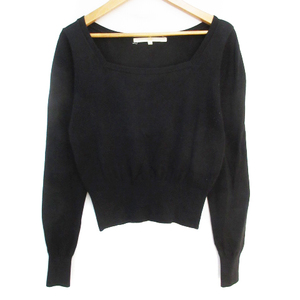 Ricci rich knitted cut and sewn long sleeve square neck .. feeling plain 36 black black /FF41 lady's 
