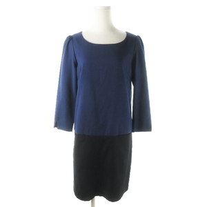  Natural Beauty Basic NATURAL BEAUTY BASIC One-piece knee height 7 minute sleeve wool . thin switch bai color M navy blue navy /AO3