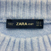 ザラ ZARA KNIT セーター ニット プルオーバー クルーネック フェイクファー 無地 長袖 USA S 水色 白 ライトブルー ホワイト レディース_画像5