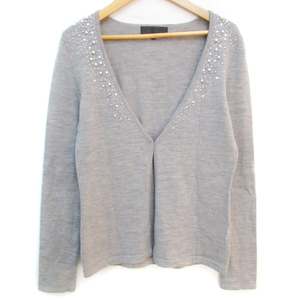  Untitled UNTITLED knitted cardigan thin middle height u- ruby z2. gray /FF35 lady's 