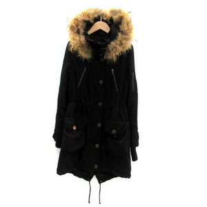  spiral temp toSPIRAL TEMPT Mod's Coat military coat long height with a hood . fur F black black /HO26 lady's 