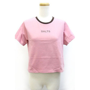 未使用品 ソルツ SALTS Tシャツ カットソー 英字 ロゴ 半袖 M ピンク /Z レディース