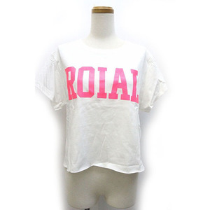 未使用品 ロイアル roial Tシャツ カットソー ショート丈 ワイド 半袖 S 白 ホワイト /Z レディース