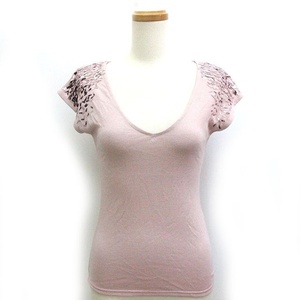  Morgan MORGAN cut and sewn tank top equipment ornament French sleeve XS light pink /Z lady's 