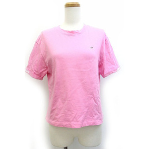 トミー TOMMY JEANS Tシャツ ワンポイント 袖プリント 半袖 S ピンク /Z レディース