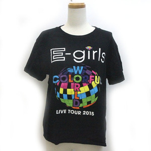  Tour T-shirt E-girls LIVE TOUR 2015 COLORFUL WORLD short sleeves S black black /Z men's lady's 