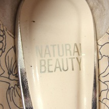 ナチュラルビューティー NATURAL BEAUTY パンプス 起毛 ラウンドトゥ ハイヒール 花柄 24.5 ボルドー /NT2 レディース_画像3