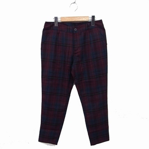  Olive des Olive OLIVE des OLIVE check pattern tapered pants tuck M red red navy navy blue /FT21 lady's 