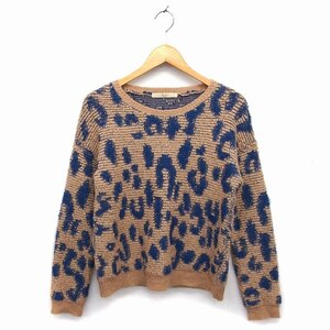  Another Addition ANOTHER EDITION Arrows knitted sweater boat neck loop moheya. rib Leopard pattern leopard print long sleeve 